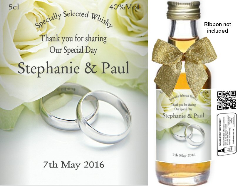 Personalised Alcohol Miniatures | Wedding Favour Label 09B - Click Image to Close
